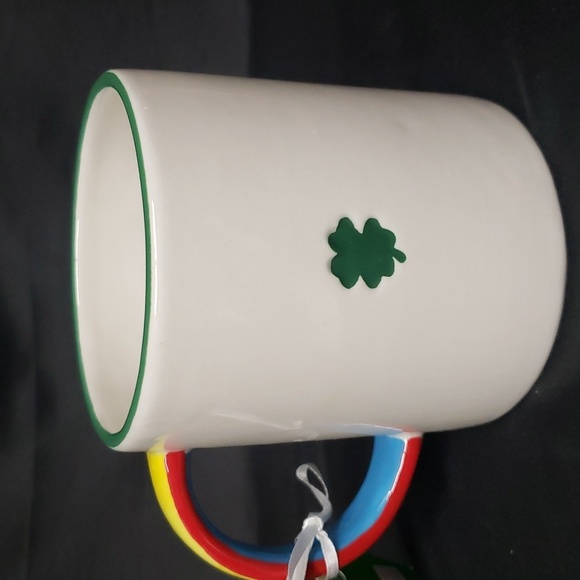 Lang NWT "LUCK" Handpainted Ceramic Mug with Four Leaf Clover - Picture 3 of 6